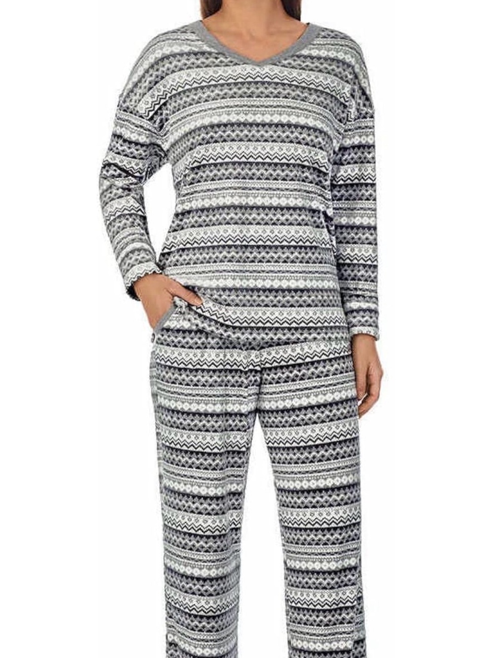 🔥NEW Nautica Women’s 2-Piece Cozy Fleece Pajama Set – Gray